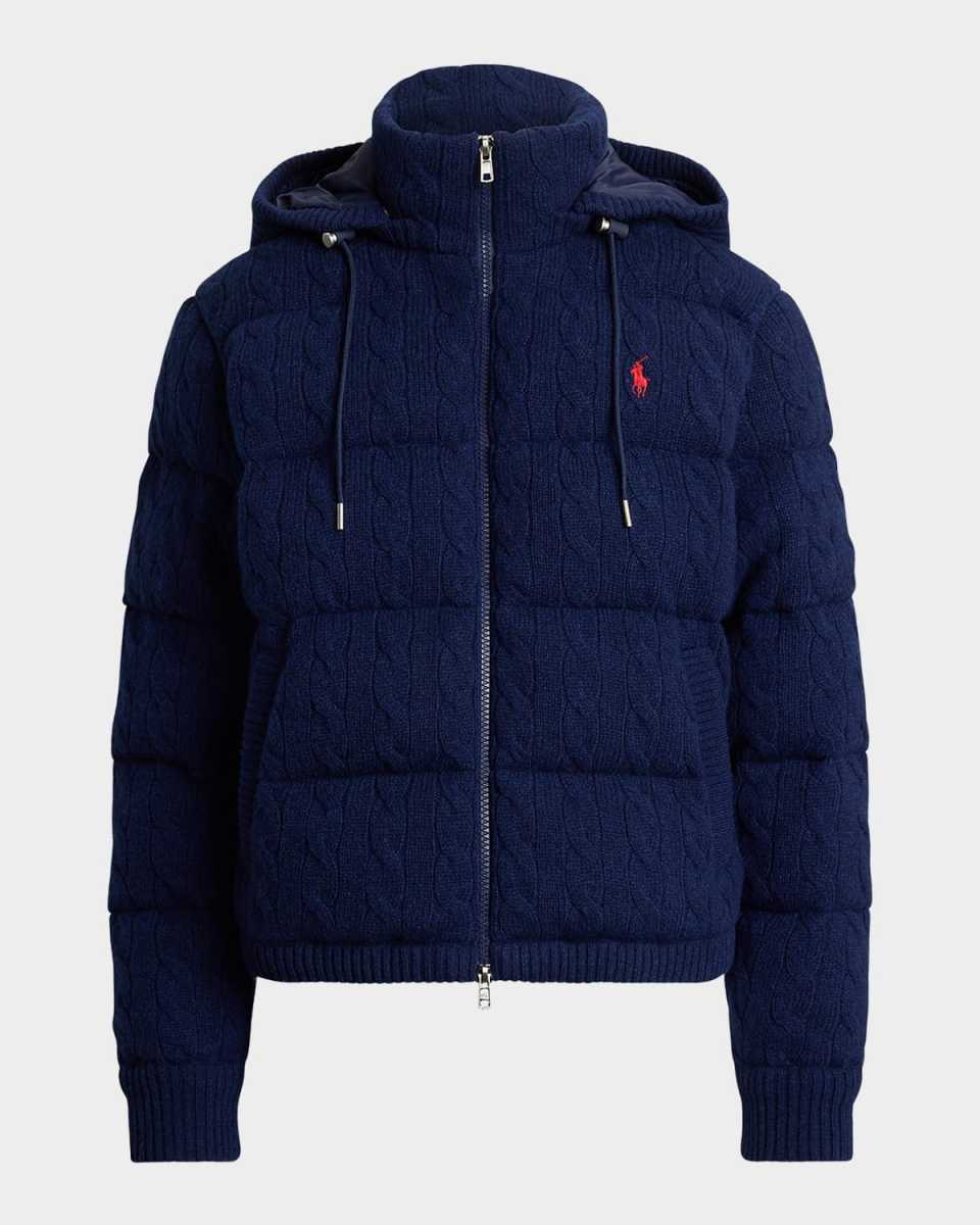 Cable-Knit Wool-Cashmere Quilted Jacket